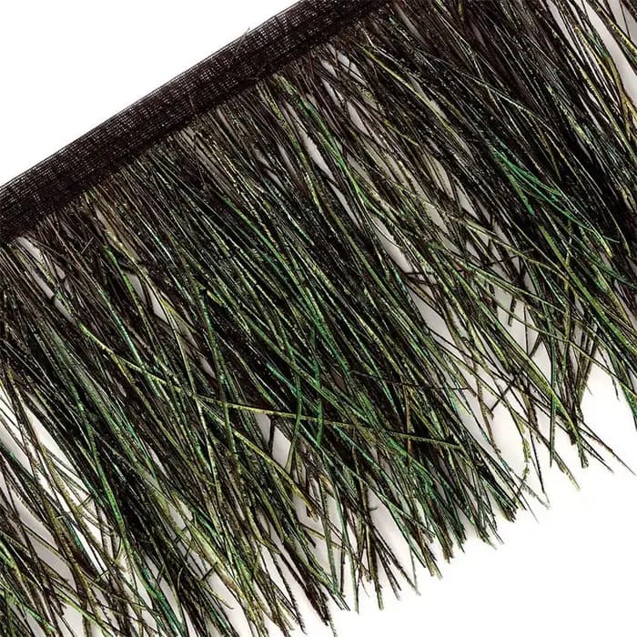 Plumes de fumée de paon naturelles de 1 mètre, garnitures frange ruban de Satin, plumes de couture pour artisanat Costumes vêtements décoration de mariage