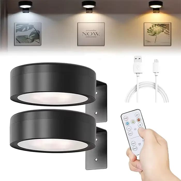 Lampes photo pour mur, 3 couleurs, rechargeables, cadre sans fil, lampe à intensité variable et minuterie pour la peinture