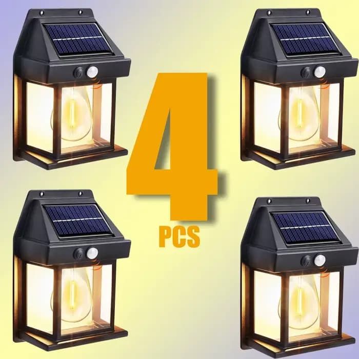 Applique murale extérieure étanche à énergie solaire avec capteur de mouvement Filament de tungstène décoration de jardin lampe à LED 3 Modes 1-4 pièces