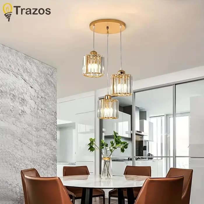 Petit lustre de salle à manger, trois lumières de salle à manger, rond, moderne, simple, maison, escales de personnalité, table à manger en cristal