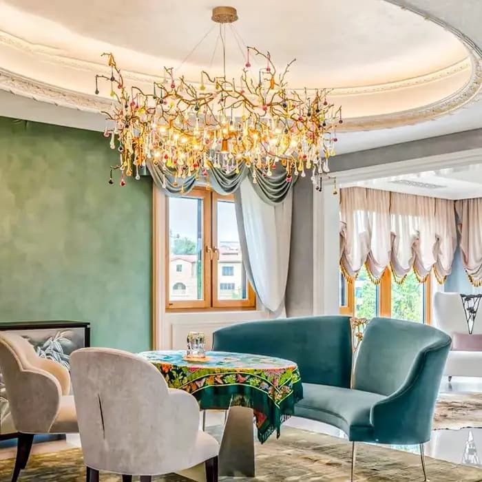 Lustre en cristal français de luxe pour salle à manger, Villa entièrement en cuivre, salon, plafond de haute qualité, branches de cristal, LED