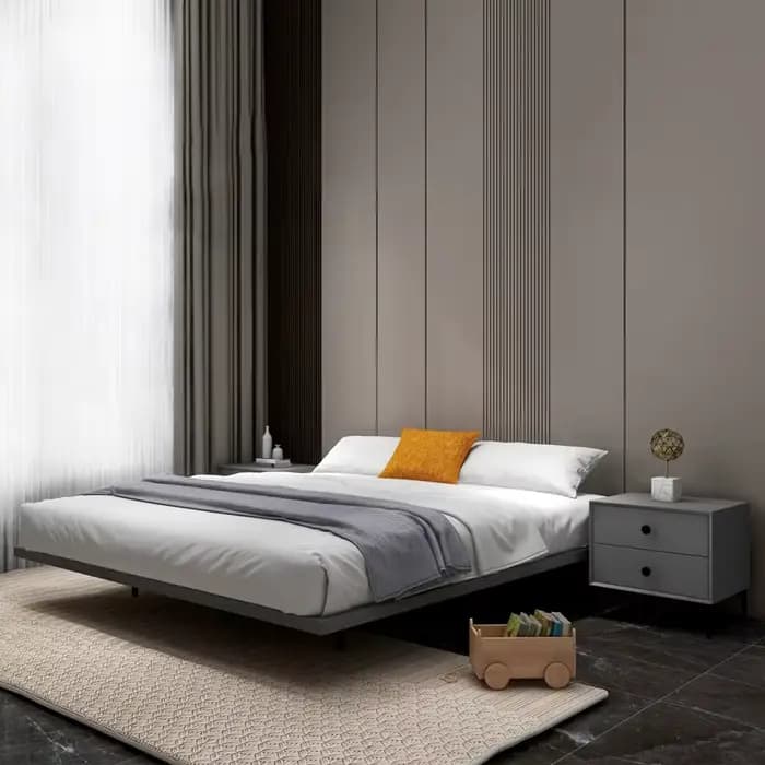 Lit suspendu sans pédale en bois massif, lit suspendu, appartement de luxe, hôtel, ménage, moderne, simple, chevet