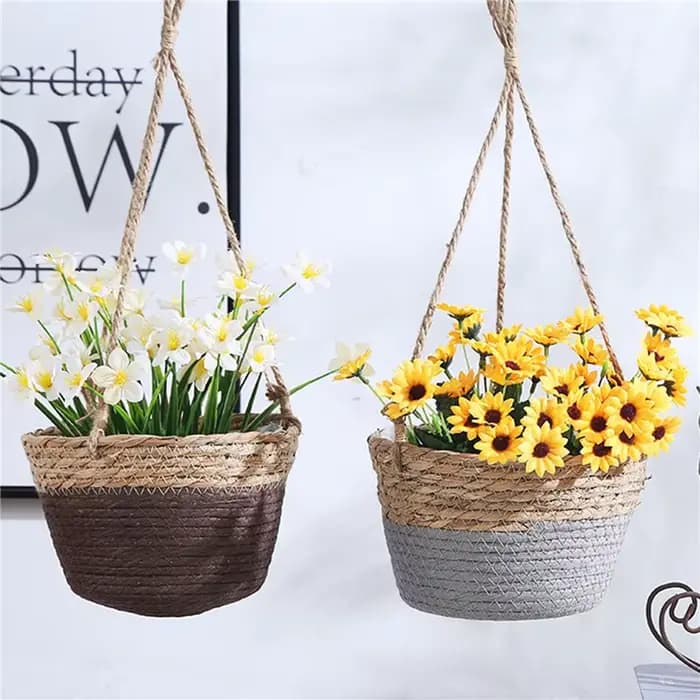 Jardinière suspendue en macramé, panier de rangement pour plantes, corde de Jute tissée, support de Pot de fleur d'intérieur et d'extérieur, cintres pour plantes, décoration de maison