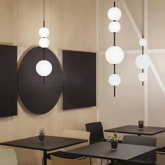 Lustre moderne pour îlot de cuisine, lampe suspendue nordique avec perles en forme de gourde, luminaire décoratif d'intérieur, idéal pour un salon, une chambre à coucher ou une table de chevet