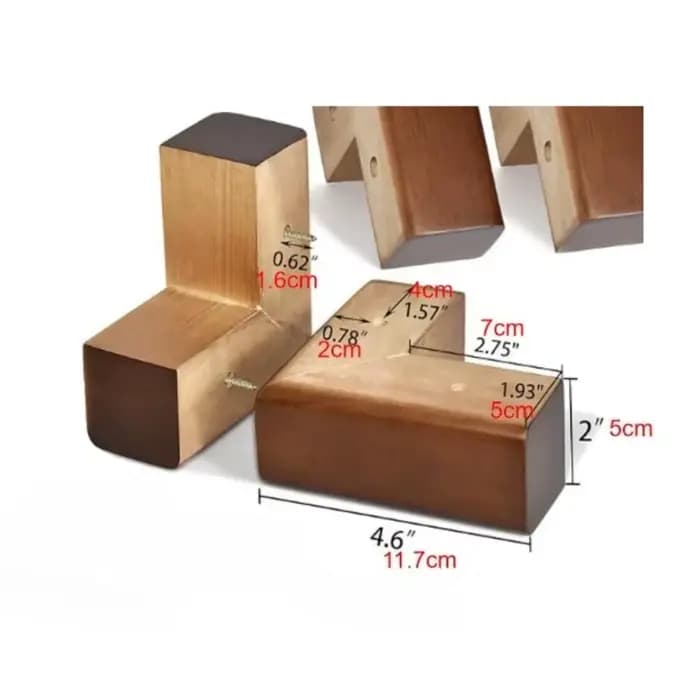 Pieds en bois massif pour meubles, rehausseurs de lit en forme de L, pieds de meubles pour canapé, commode, Table d'armoire, pieds de canapé