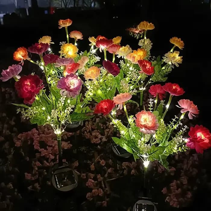 Lampes solaires d'extérieur, lampe solaire de jardin, lampe de pelouse en forme de fleur de lotus des neiges, pour cour, patio, fête, mariage, décoration de Noël