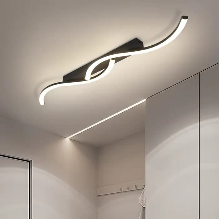 Plafonnier LED noir minimaliste moderne, design pour chambre à coucher, luminaire décoratif d'intérieur, salon, bureau
