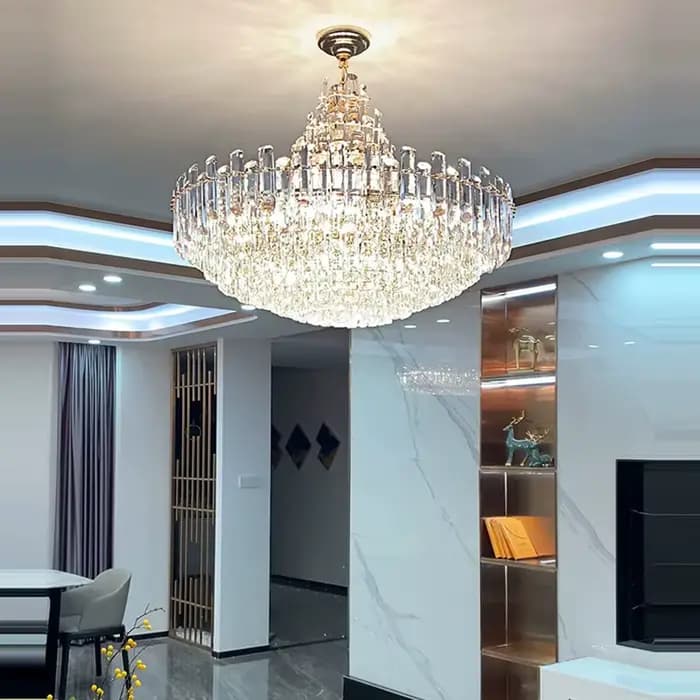 Lustre en cristal de luxe moderne pour bâtiment Duplex salon salle à manger suspension décor Lustre luminaire Suspension Luminaire