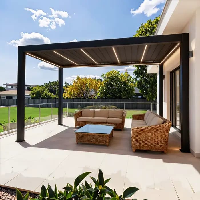 Pergola en aluminium pour terrasse européenne, auvent motorisé extérieur toutes saisons, gazebo, pavillon avec structure en alliage d'aluminium