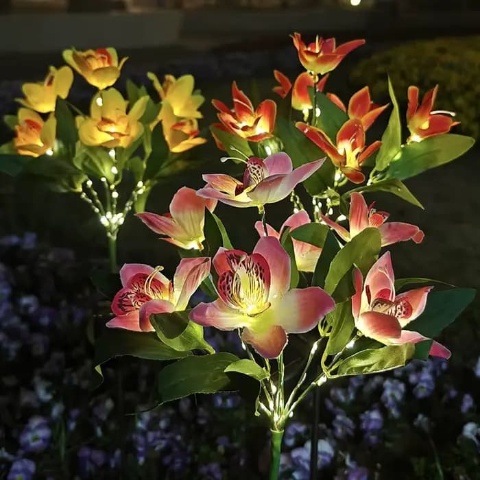 Lampe solaire LED Orchidée pour pelouse, éclairage paysager extérieur, lumières de sol pour mariage, fête, jardin, camping estival, décoration de la maison, Saint-Valentin