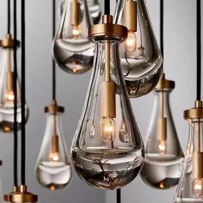 Lampe à suspension moderne en forme de goutte de pluie, lustre de plafond haut en laiton de luxe pour salon, Restaurant, escalier, chambre à coucher, lampe murale de chevet