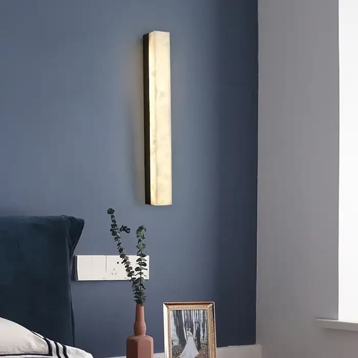 Lampe murale en albâtre, style minimaliste luxueux, longue bande lumineuse pour salon, hôtel, escalier, chambre à coucher, lampe de chevet en marbre.