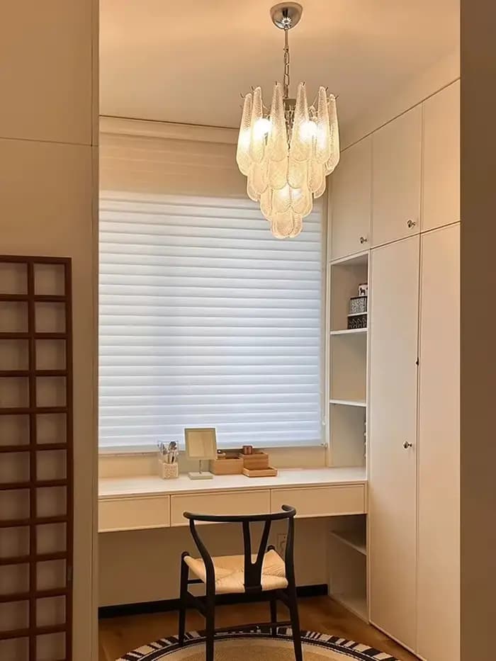 Français luxe moderne maison déco feuille de verre colorisé lampes suspendues Suspension Luminaire Lampen pour salon