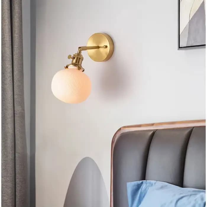 Applique Murale en Céramique pour Chambre à Coucher, oral et, Salon, Restaurant, Décoration Moderne en Cuivre Blanc, 73
