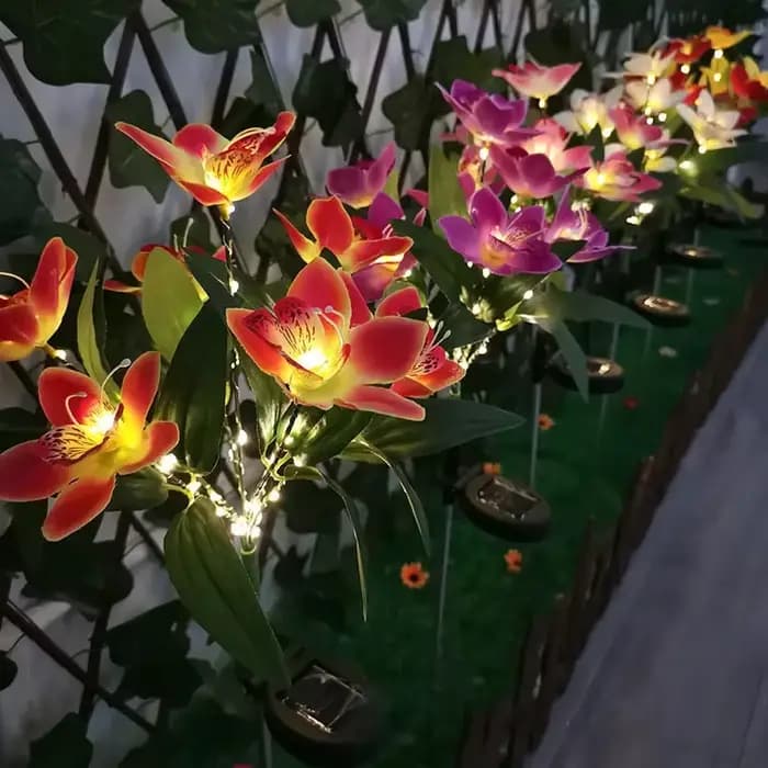 Lampe solaire LED Orchidée pour pelouse, éclairage paysager extérieur, lumières de sol pour mariage, fête, jardin, camping estival, décoration de la maison, Saint-Valentin