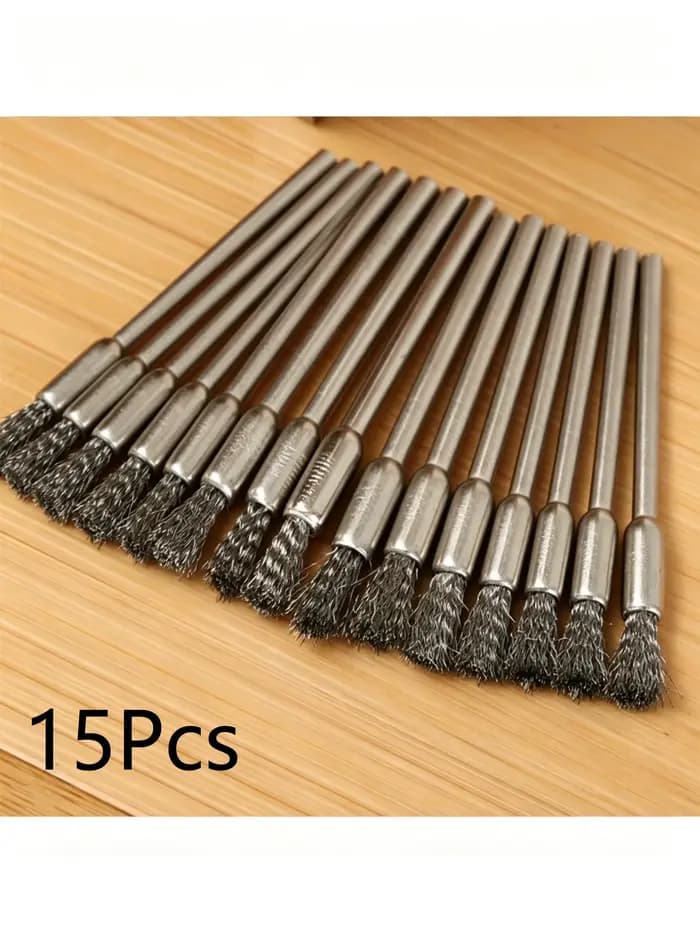 10 brosses métalliques en acier inoxydable avec manche de 3,17 mm - Idéales pour les outils rotatifs