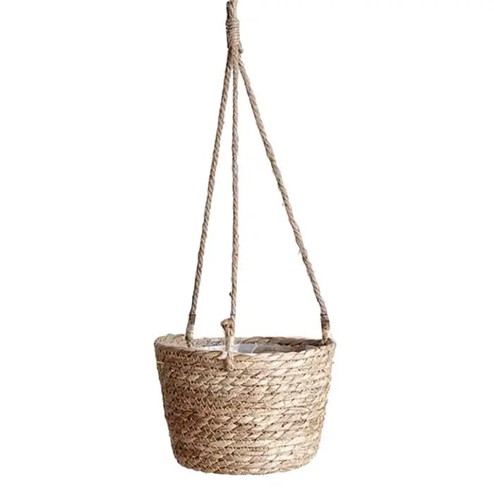 Pot suspendu de jardin en macramé, panier de rangement pour plantes en corde de jute tressée, suppor