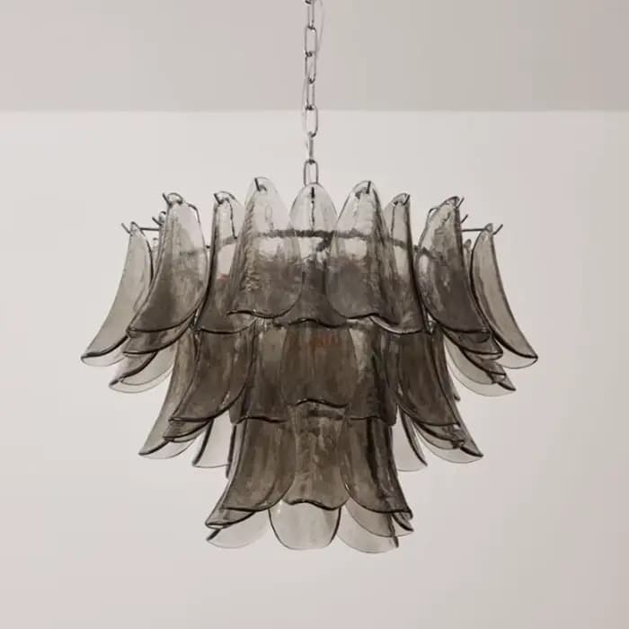 Lustre en verre de Murano fait à la main, gris fumé, Design artistique, lampes suspendues pour chamb
