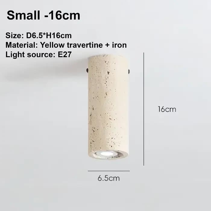 Plafonnier cylindrique en travertin, éclairage encastré en pierre avec ampoule spot E27, luminaires