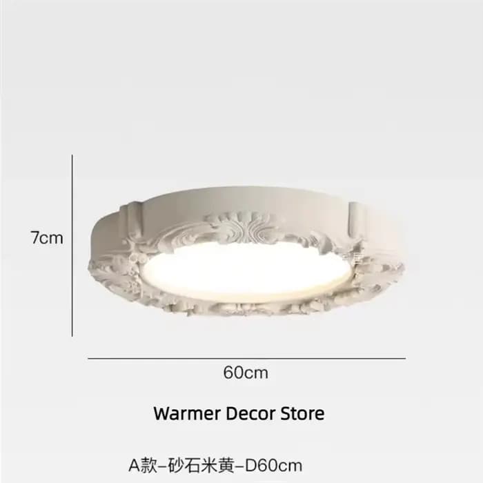 Lustre artistique en plâtre sculpté rétro blanc gypse rond suspension chambre salon milieu du siècle