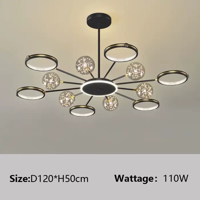 Lustre à bulles de verre nordique, noir, or, cercle LED pour chambre à coucher, salon, éclairage int