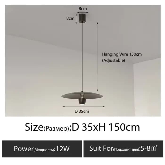 Plafonnier LED suspendu au design minimaliste moderne, luminaire décoratif d'intérieur, idéal pour u