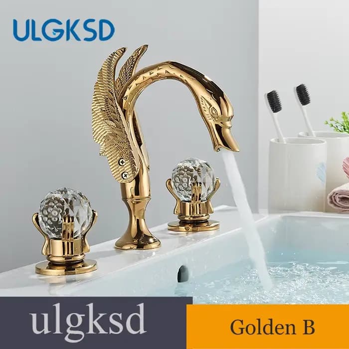 Golden Hotings-Bassin en forme d'oiseau, robinet de baignoire, deux creux en cristal Foy, centre com