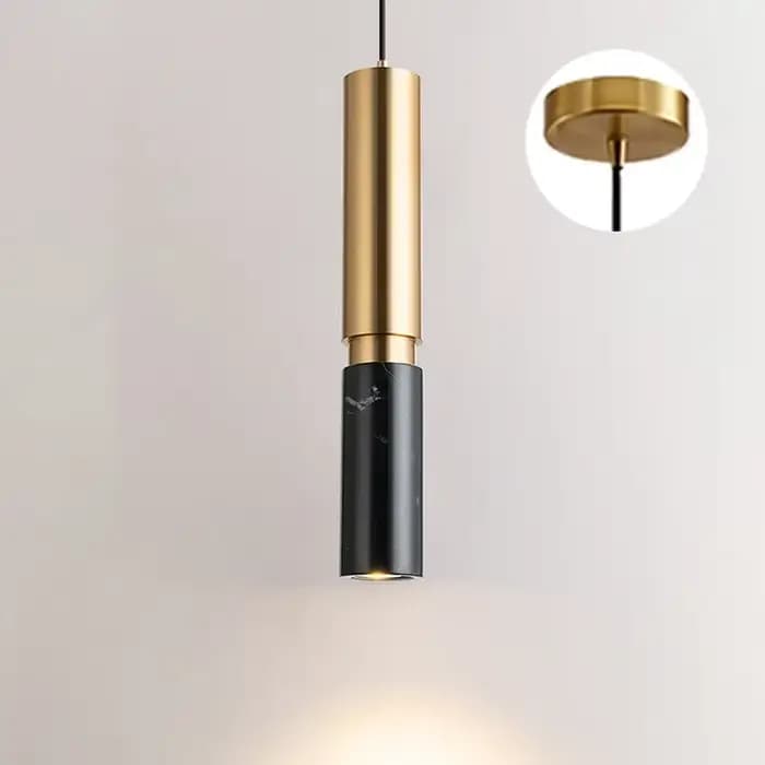 Lampe suspendue cylindrique en marbre LED moderne pour table à manger, éclairage de luxe pour chambr