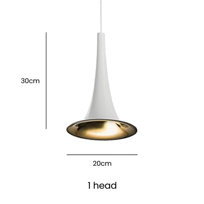 Lampe suspendue dorée et blanche au design nordique, design minimaliste, luminaire décoratif d'intér