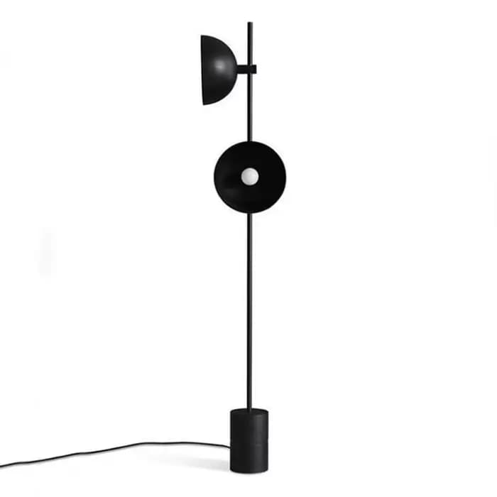 Bilde-Lampadaire Nordique Double Lumière, Lampadaire Noir, Design Simple, Bureau, Maison, Salon, Par