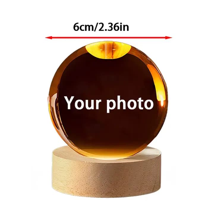 Boule de cristal personnalisée Photo LED veilleuse chambre bureau décoration cadeau mariage Couple P