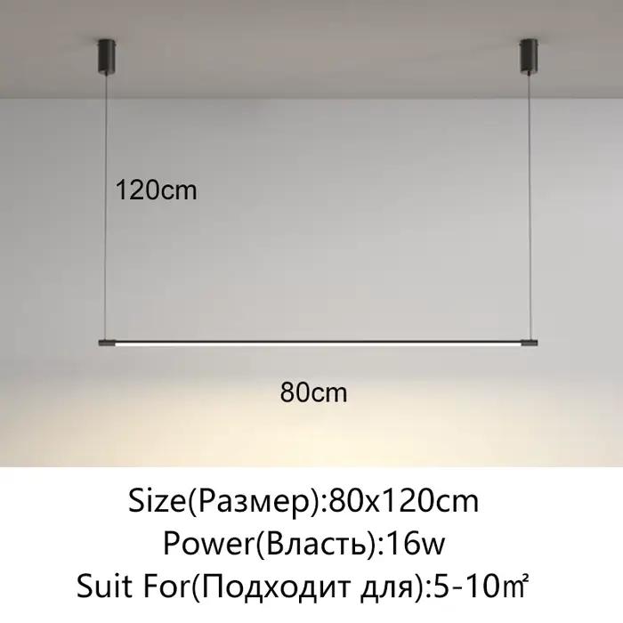 Lampe à suspension linéaire nordique minimaliste lustre horizontal îlot de cuisine Supension Table à