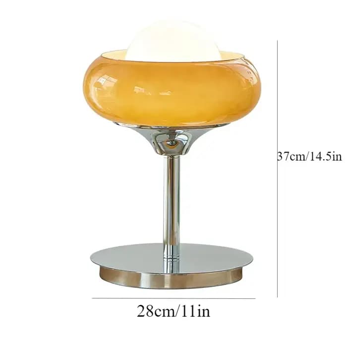 Evely Kevin-Lampadaire LED en verre, abat-jour en métal, lampe de table rétro, orange et rouge, lamp