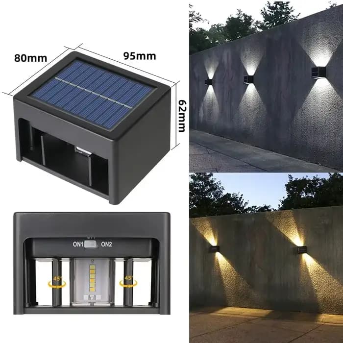 Applique murale solaire extérieure LED étanche rondelle murale cour Villa clôture décor 2 Modes proj