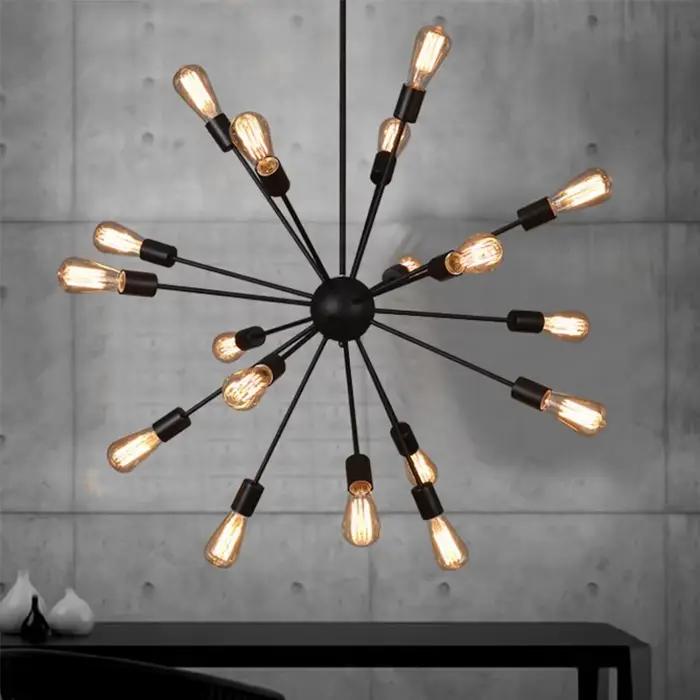 Plafonnier Sputnik Noir au Design Rétro Vintage, Luminaire Décoratif de Plafond, Idéal pour un Loft,