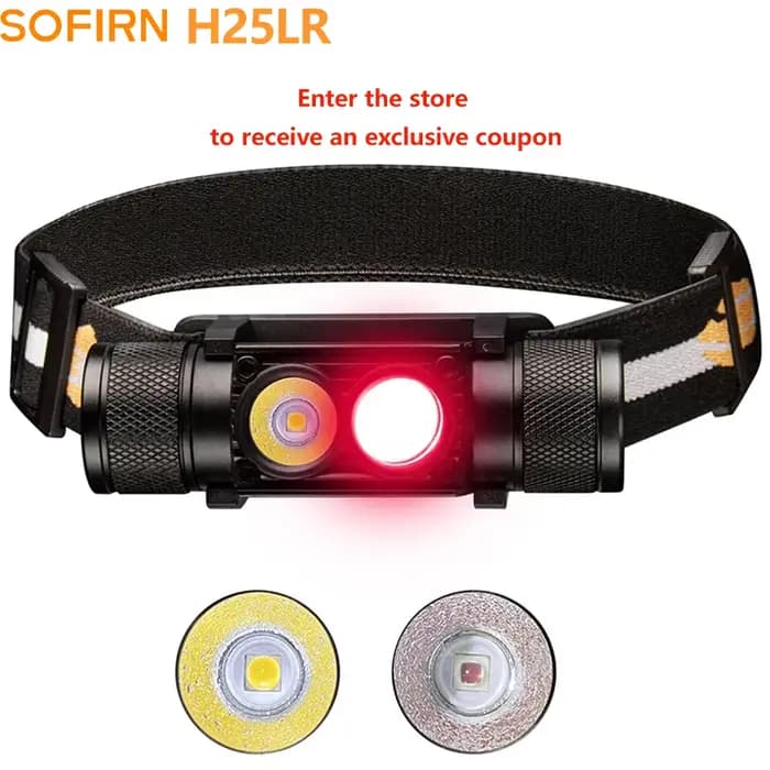 Lampe frontale rechargeable H25LR LED, puissante lampe torche frontale avec lumière blanche haute lu
