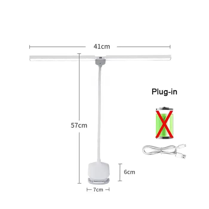 Lampe de Table de lecture LED à Double tête avec Clip, contrôle tactile, lumière variable, Protectio