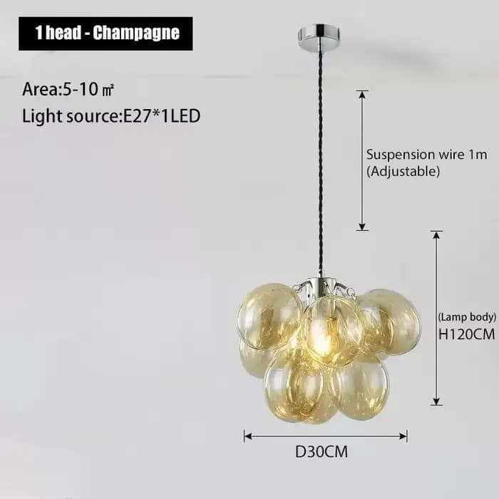 Lustre bulle nordique en verre gris fumé, suspension créative de luxe pour chambre, salon, restauran
