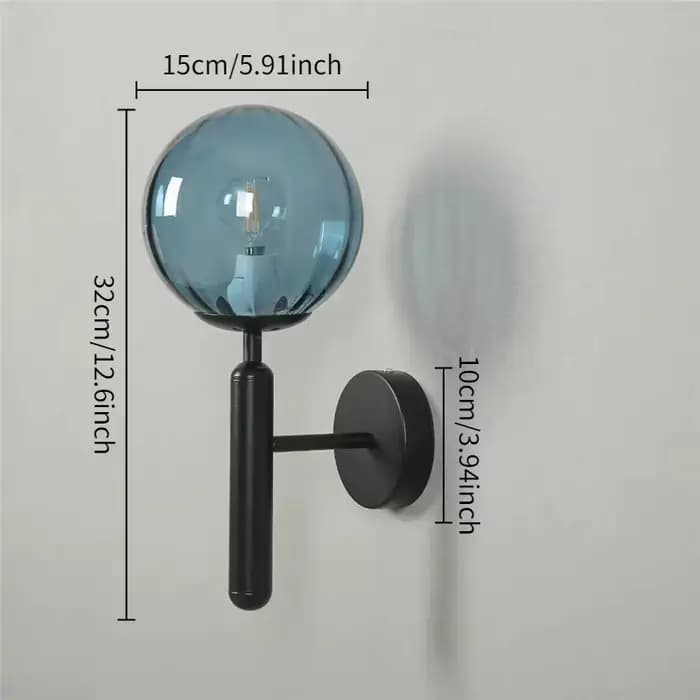 Moderne bleu boules de verre applique salon chambre chevet applique murale créative TV fond mur coul