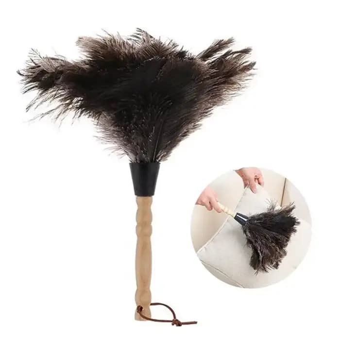 Plumeau à manche en bois, anti-statique, pour le dépoussiérage, plumeau en plumes d'autruche, brosse