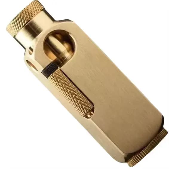 Briquet de luxe en laiton en forme de tranchée robuste avec motifs hexagonaux sculptés au Laser, bri
