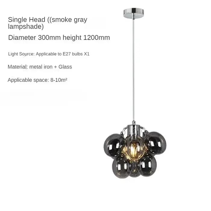 Suspension en verre de raisin de lustre de bulle de ballon nordique, lampe pour la chambre à coucher
