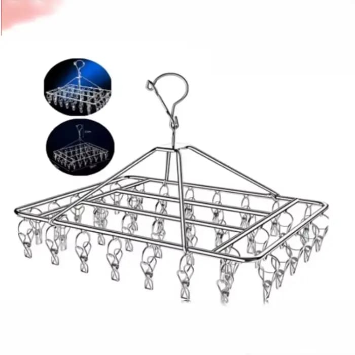 Séchoir à linge 40 pinces en inox pratique et rétractable