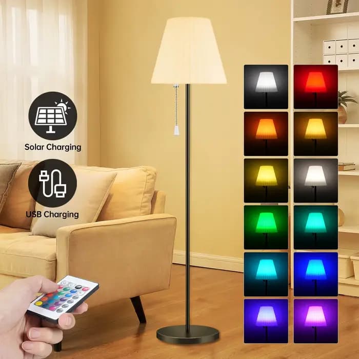 Lampadaire extérieur solaire sans fil avec capteur de lumière, chargeur 62USB, étanche, aste