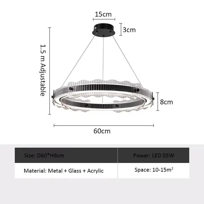 Lustre noir moderne nordique minimaliste rond verre suspension salon chambre salle à manger cuisine