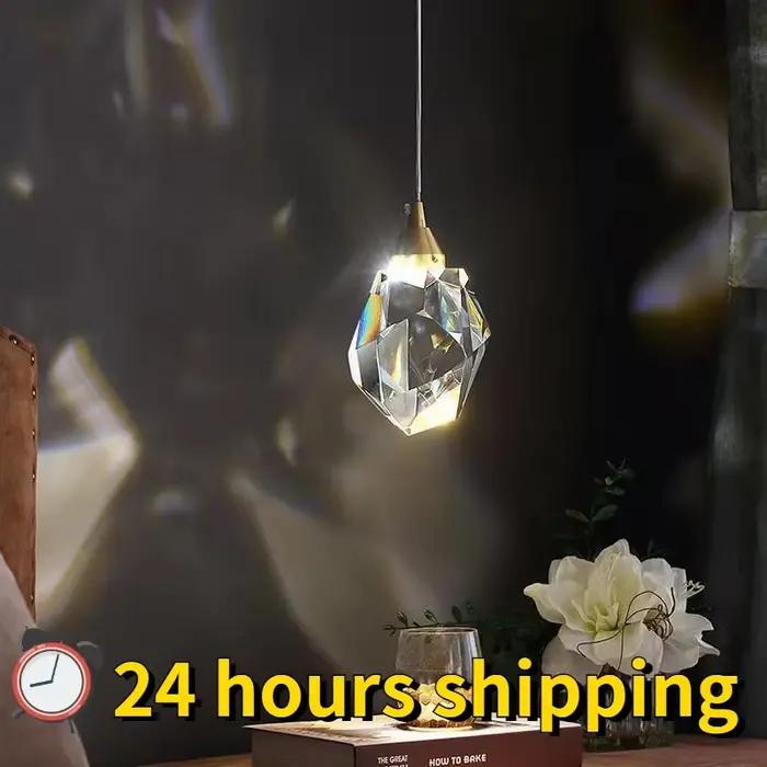 Lampe suspendue en cristal et cuivre au design nordique simpliste, luminaire décoratif d'intérieur,