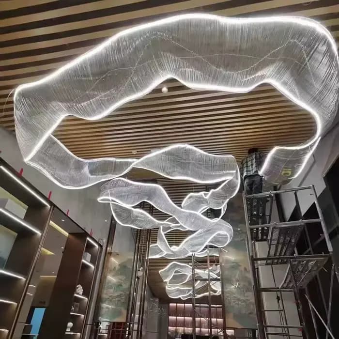Lustre en cristal de verre personnalisé pour hôtel, décoration irrégulière, corrigé par document d'a