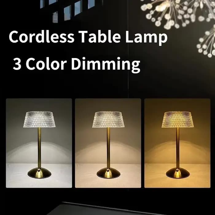 Lampes de Table LED de luxe tactile Rechargeable lumière tricolore chambre étude chevet atmosphère décoration verre LED lampes de nuit