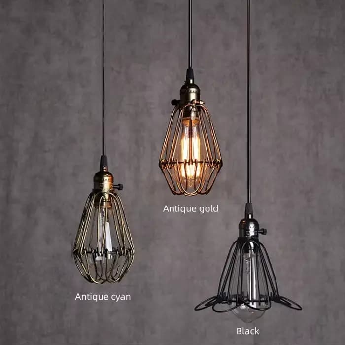 Abat-jour Industriel E27 Edison Vintage Cage pour Lampes, Éclairage DIY