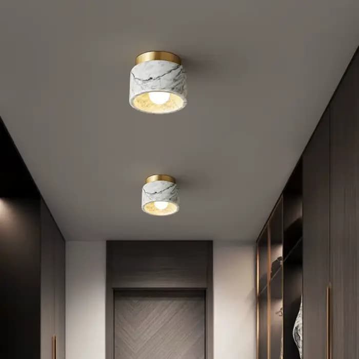 Nouveau plafonnier d'inspiration bulari lampes Premium en marbre naturel pour entrée couloir placard balcon décor haut de gamme éclairage LED